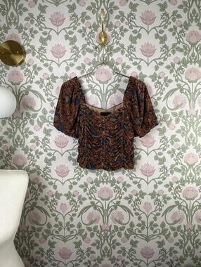 House of Harlow 1960 x Revolve Orange Print Ruched Crop Top - Size - Medium